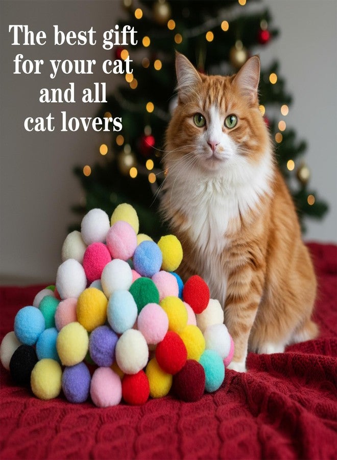 Larrel 100 Pcs Cat Puff Ball Toys, Soft Cat Pom Pom Balls Fuzzy Balls for Cats Cute Pompoms for Indoor Kitten Playing Exercising or Craft DIY Creative Crafts Decorations(Random Assortment) - Image 4